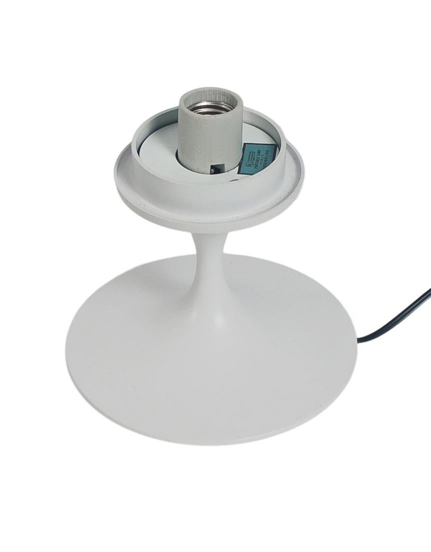 Pair of Mid-Century Tulip Table Lamps by Designline in White on White Glass 1