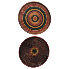 Pair of Midcentury Turned Wood Japanese Platters