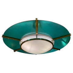 Retro Pair of Mid Century Turquoise Glass Light Fixtures, Sold Individually