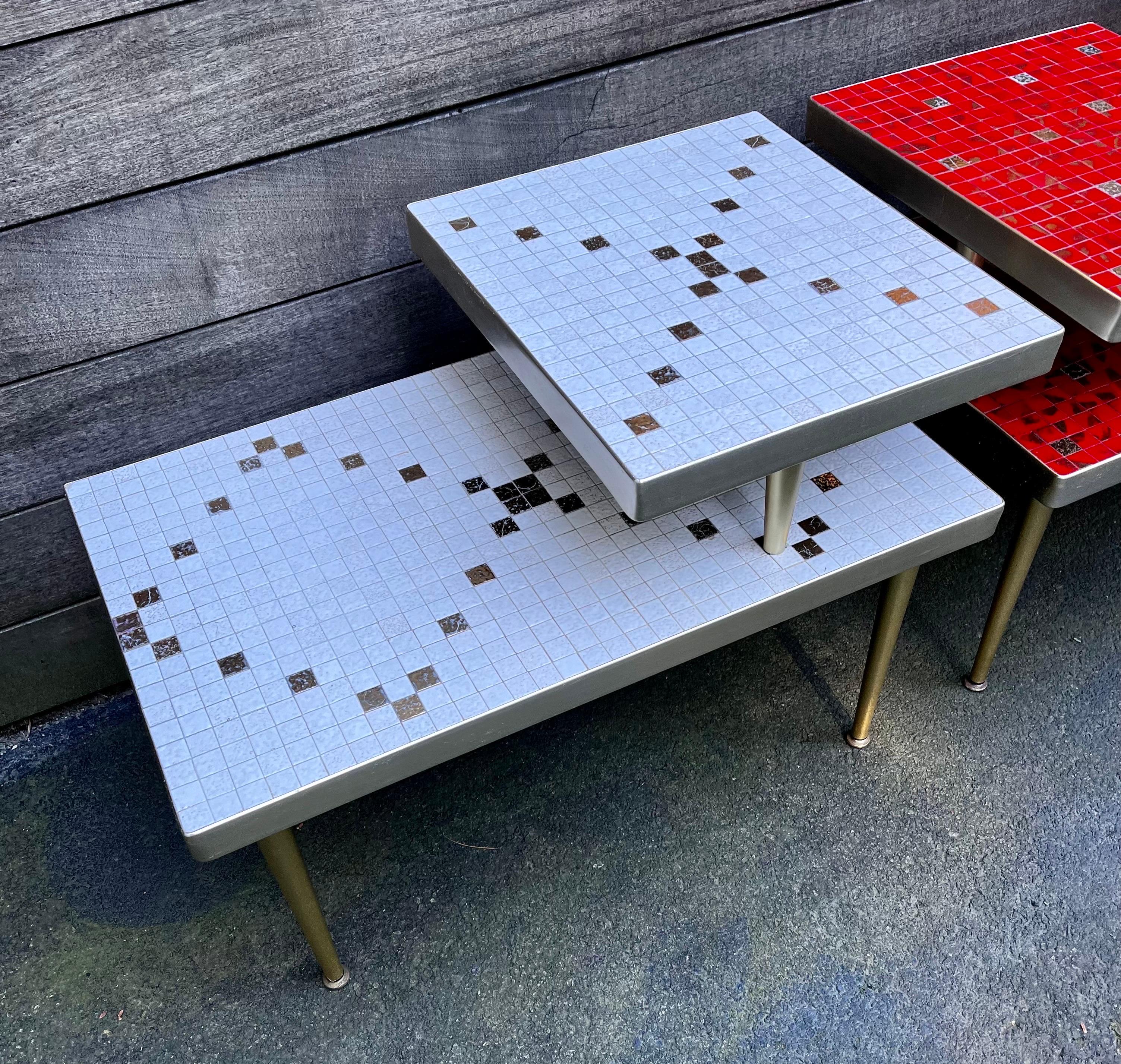Pair of Mid-Century Two Tier Tile Top End Tables, circa 1950 For Sale 6