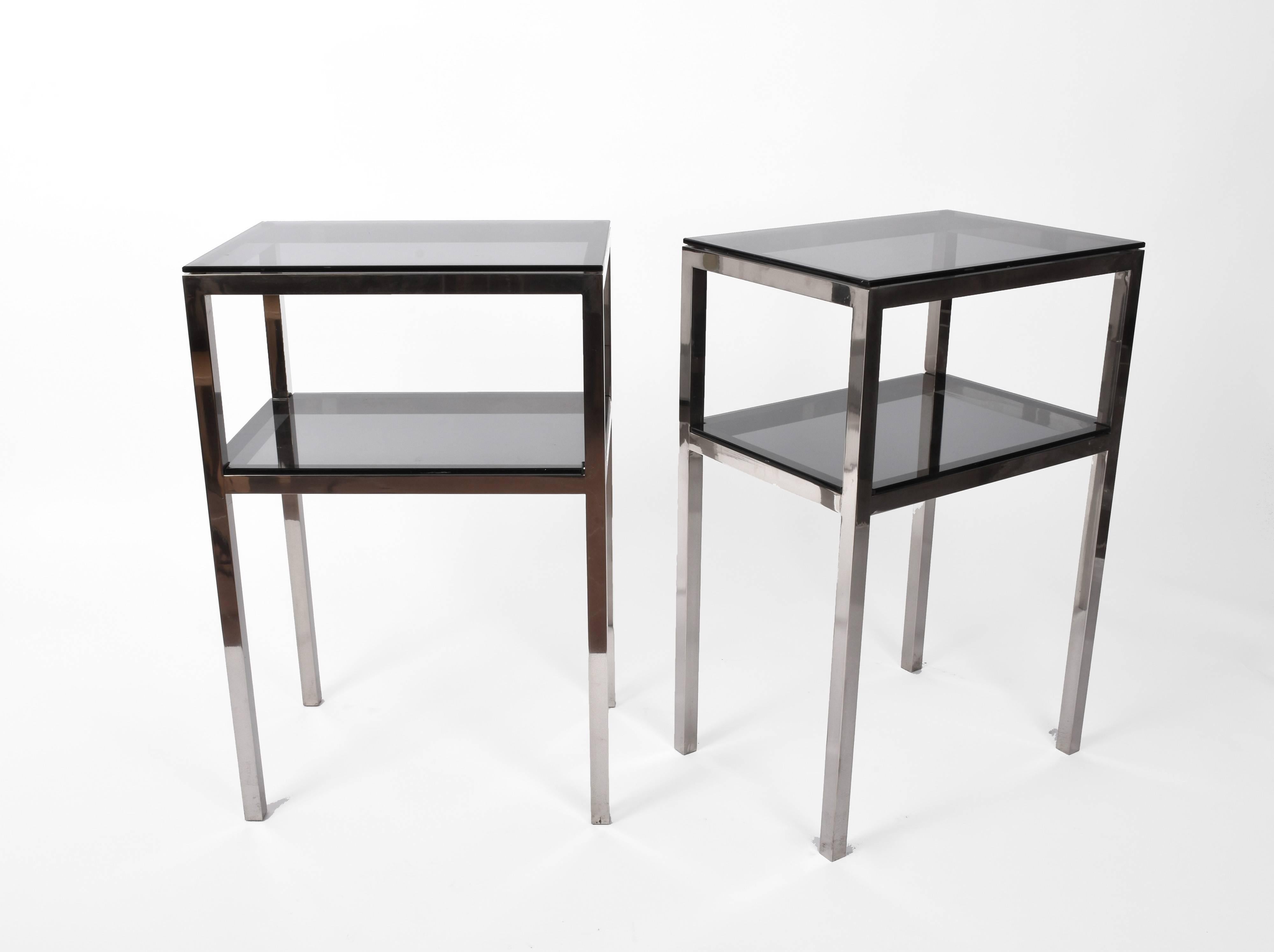 Mid-Century Modern Pair of Mid-Century Two-Tiered Accent Tables Attributed to Romeo Rega, Italy