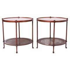 Pair of Mid Century Two Tiered Round Stands or Tables by Baker