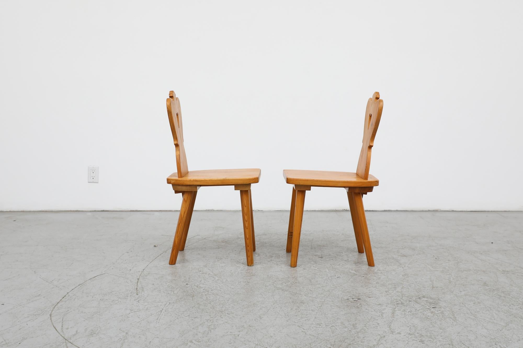 Pair of Mid-Century Tyrolean Style Folk Chairs In Good Condition For Sale In Los Angeles, CA