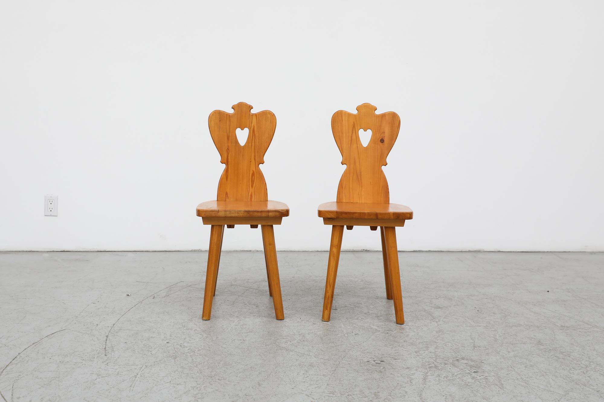 Mid-20th Century Pair of Mid-Century Tyrolean Style Folk Chairs For Sale
