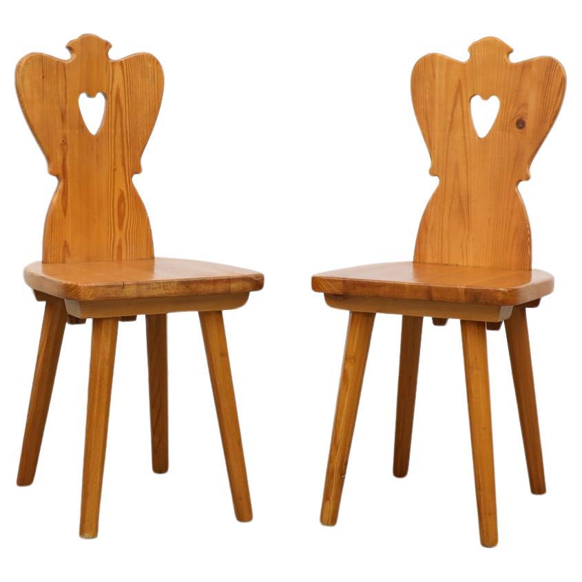 Pair of Mid-Century Tyrolean Style Folk Chairs For Sale