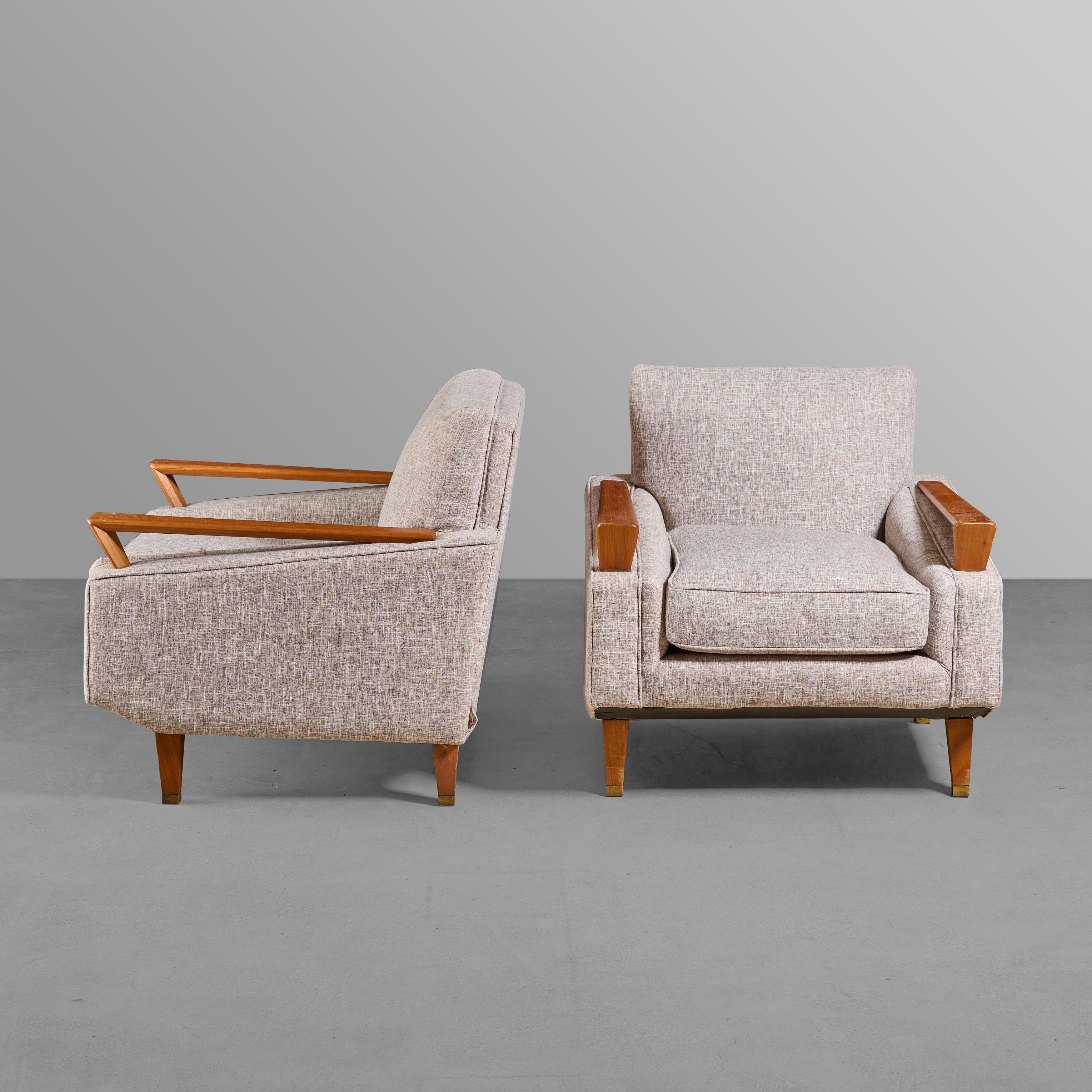Paar Stühle aus Holz und Polsterung aus der Mitte des letzten Jahrhunderts. Mit tollem Design.
