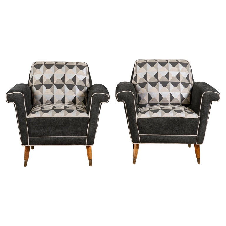 Pair of MidCentury Upholstered Chairs For Sale at 1stDibs