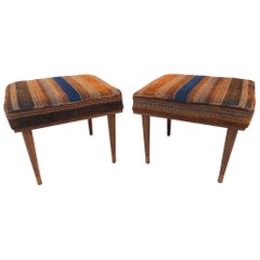 Pair of Midcentury Upholstered Ottomans