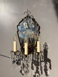 Coppia di applique veneziane in cristallo a specchio della metà del secolo scorso