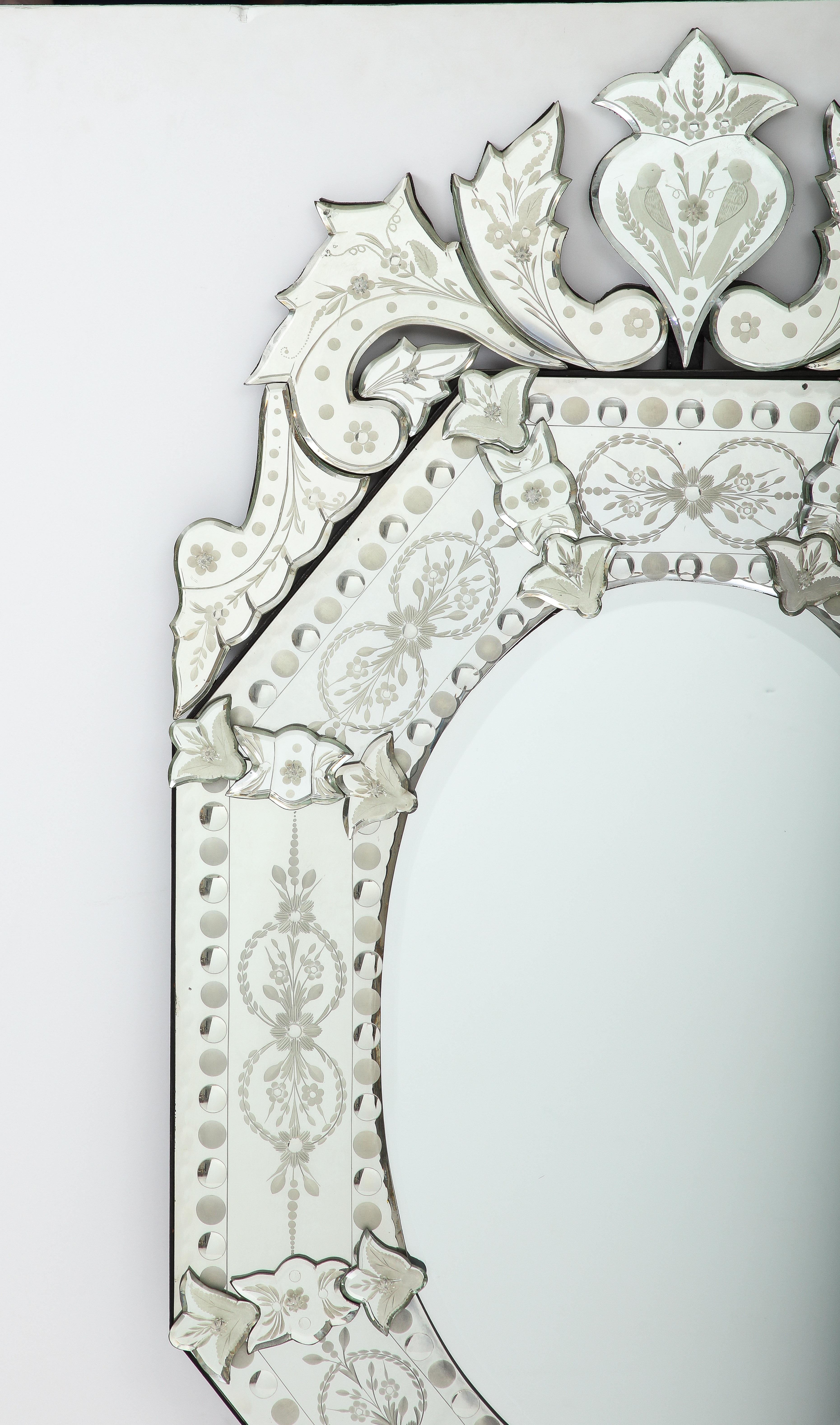 Italian Pair of Midcentury Venetian Mirrors For Sale