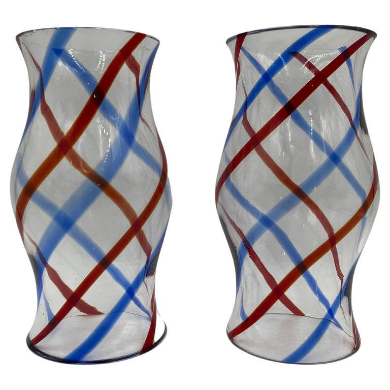 Pair of MidCentury Murano Glass Hurricanes For Sale at 1stDibs