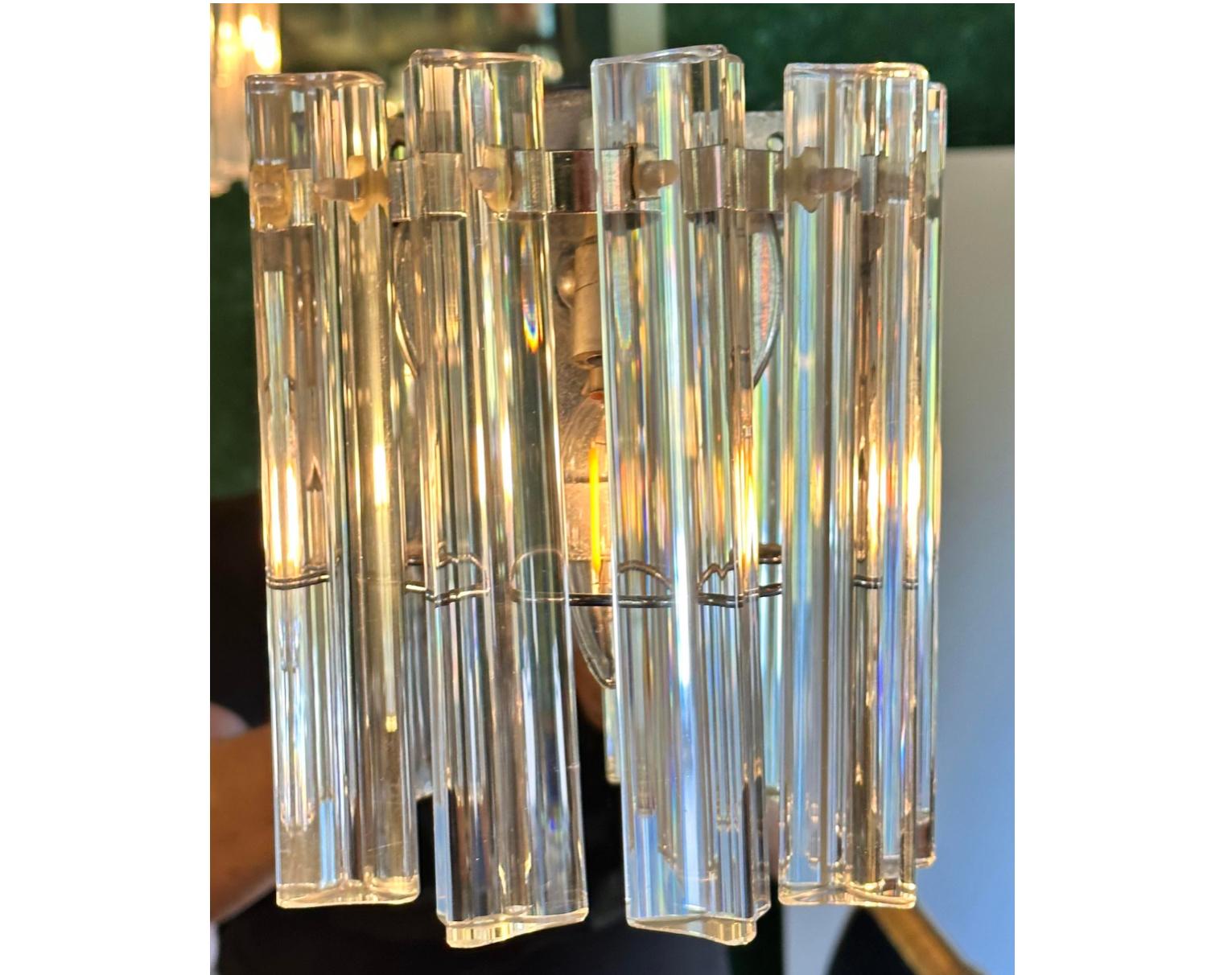 Pair of Mid Century Venini Italian Crystal Sconces  In Good Condition For Sale In LOS ANGELES, CA