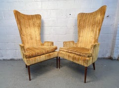 Pair of Mid-Century Victorian High-Backed Chairs