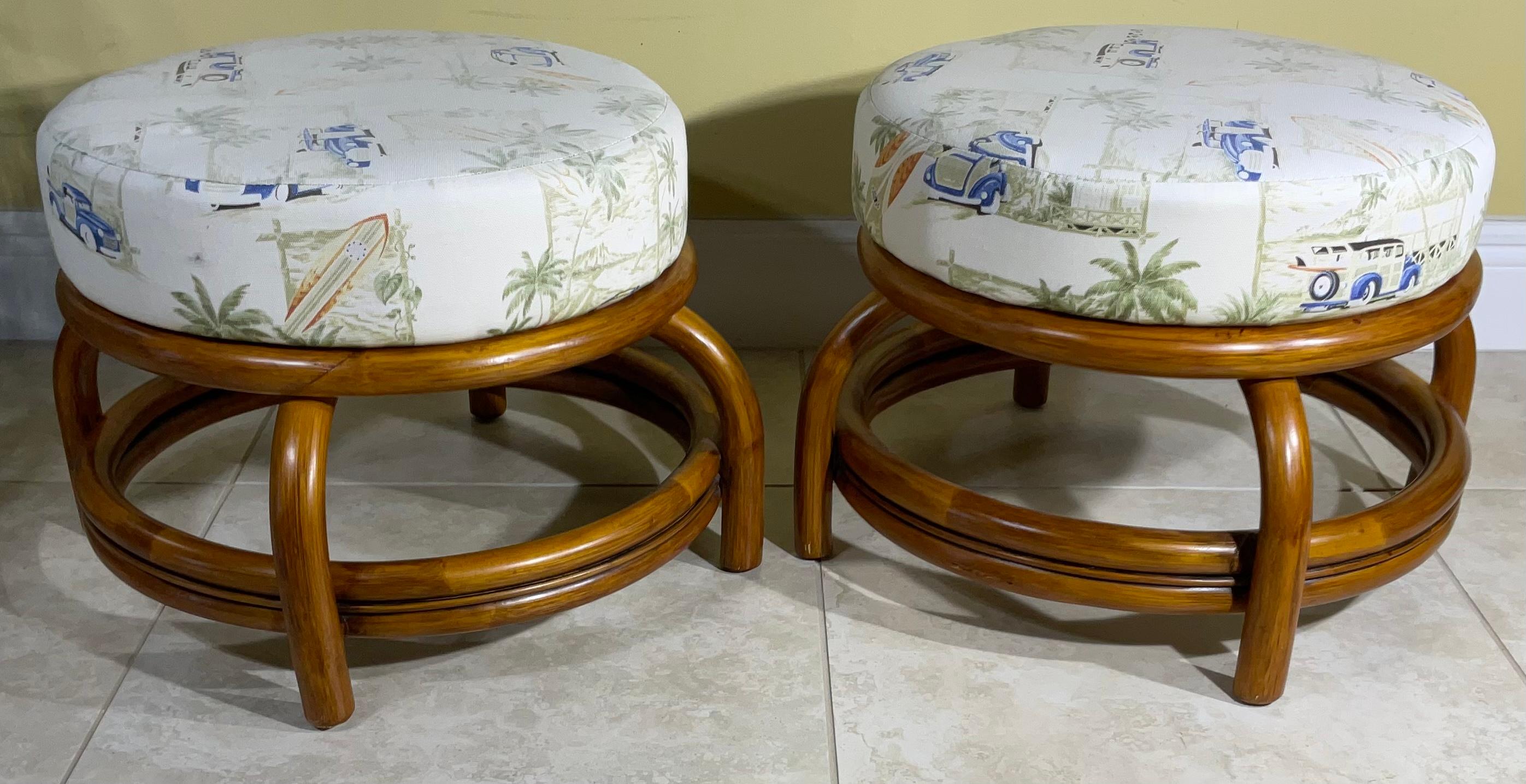 20th Century Pair of Midcentury Vintage Bamboo Sitting Stool For Sale