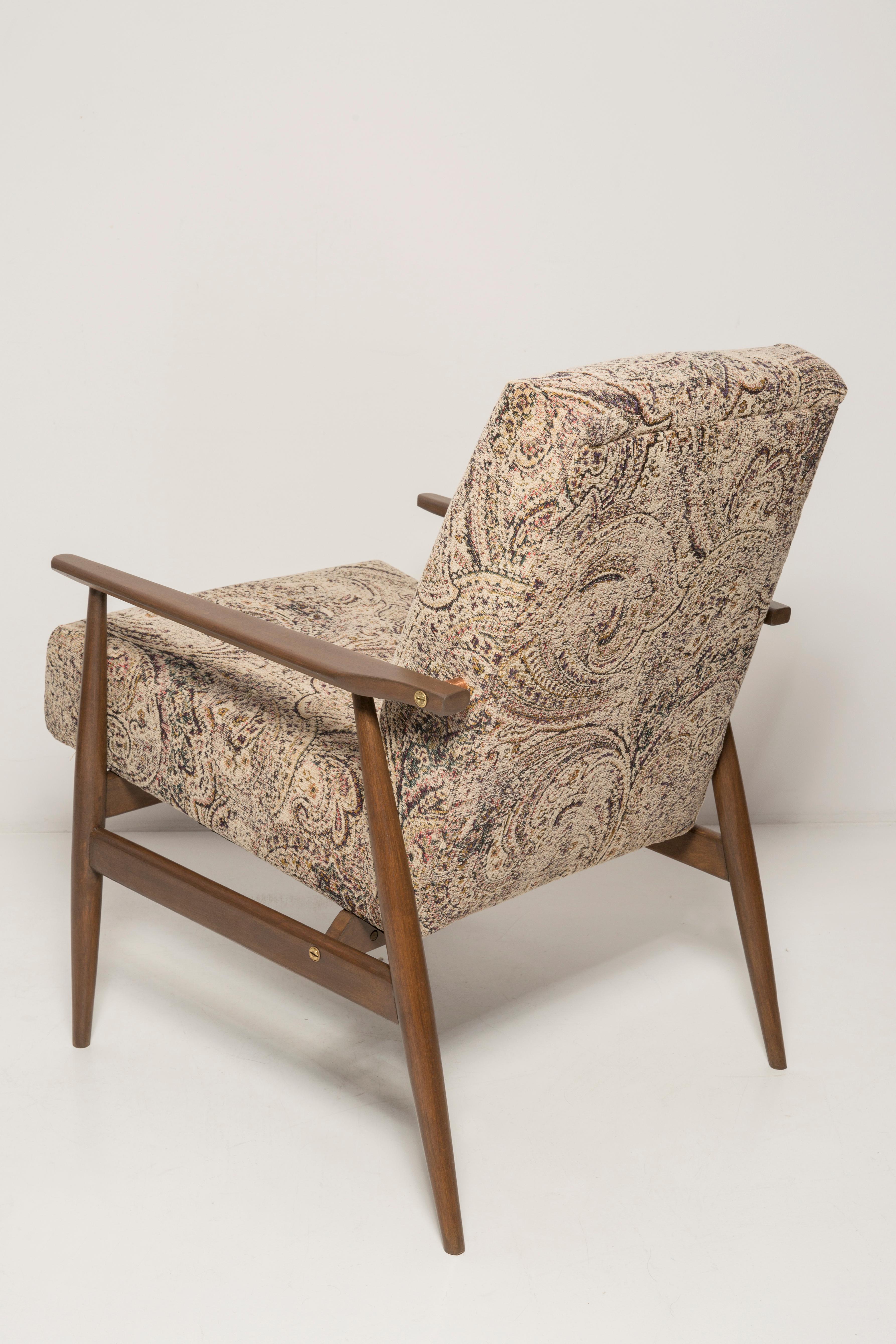 Textile Pair of Mid Century Vintage Beige Velvet Dante Armchairs, H. Lis, 1960s For Sale