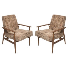 Pair of Mid Century Vintage Beige Velvet Dante Armchairs, H. Lis, 1960s