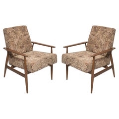 Pair of Mid Century Vintage Beige Velvet Dante Armchairs, H. Lis, 1960s