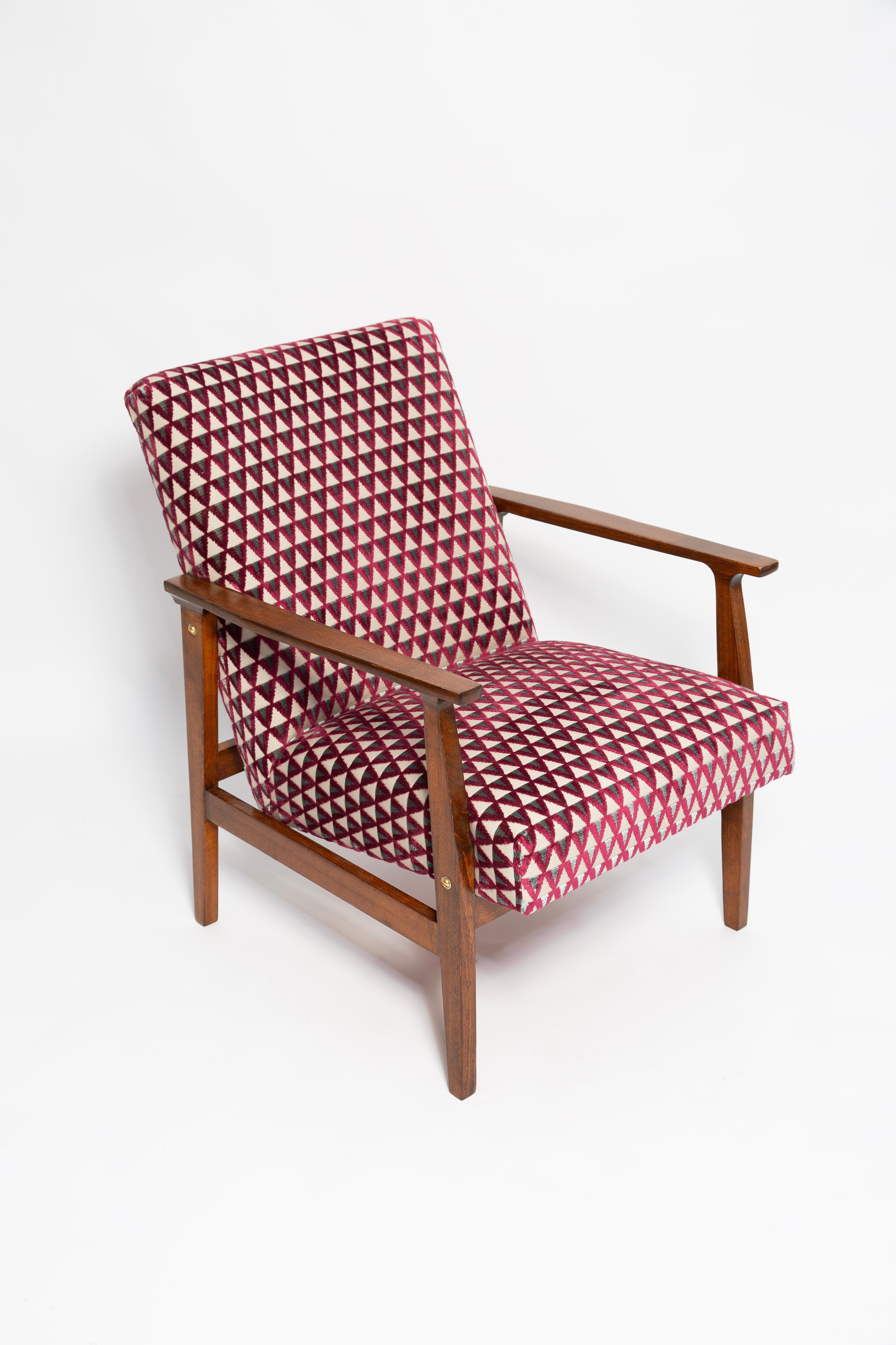 Mid-Century moderno Coppia di poltrone BW-14 del Mid Century Vintage, velluto viola Amuleto Dedar, anni '60 in vendita