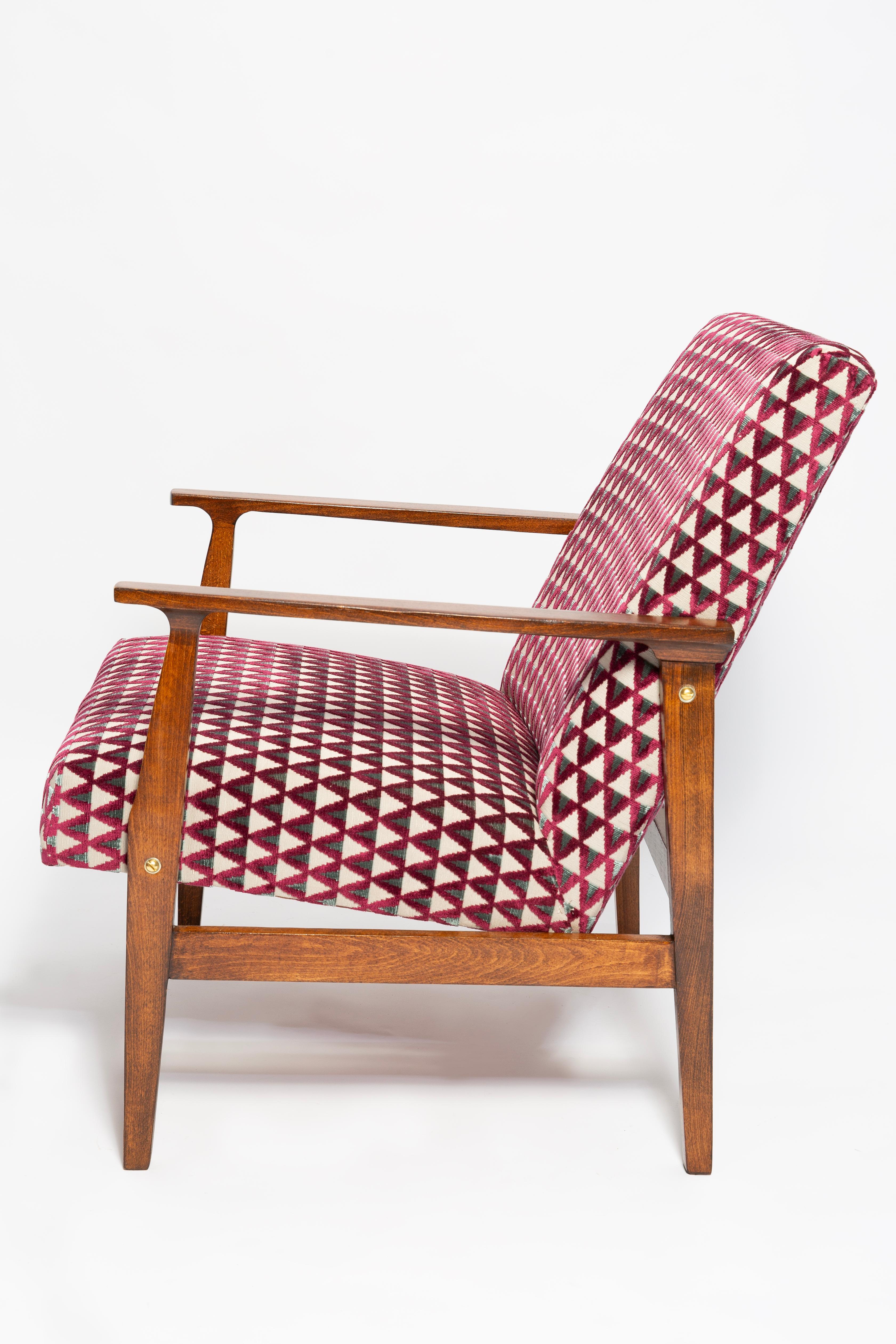 Fatto a mano Coppia di poltrone BW-14 del Mid Century Vintage, velluto viola Amuleto Dedar, anni '60 in vendita