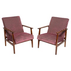 Coppia di poltrone BW-14 del Mid Century Vintage, velluto viola Amuleto Dedar, anni '60