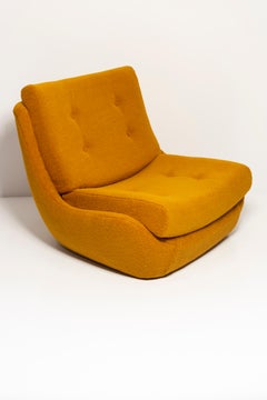 Pair of Mid Century Vintage Ochre Yellow Boucle Atlantis Big Armchairs, 1960s