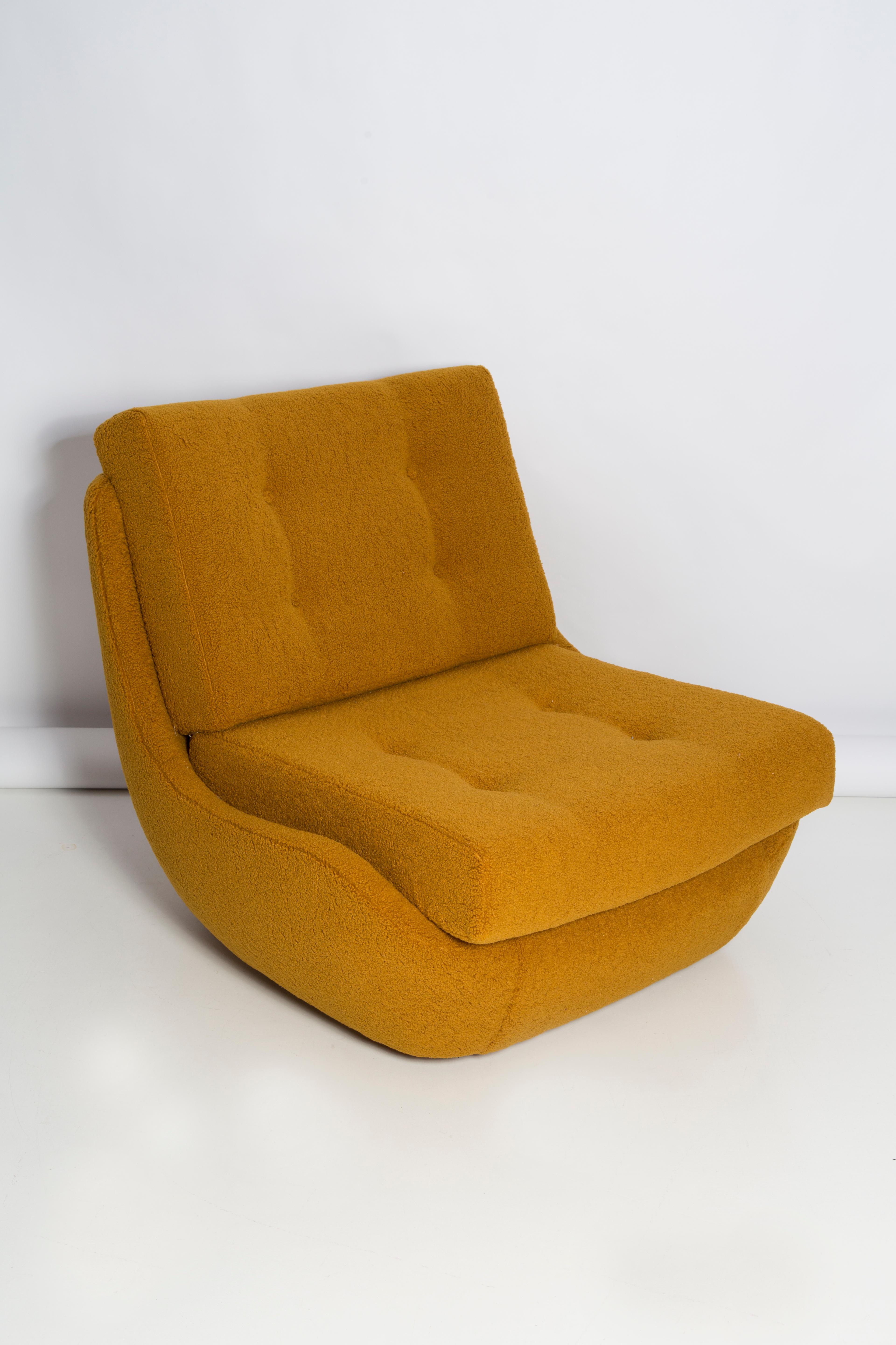 Atlantis armchair from the 1960s, produced in the Silesian furniture factory in Swiebodzin/Poland at the moment they are unique. 

Due to their dimensions, they perfectly blend in even in small apartments providing comfort and beautiful decoration.