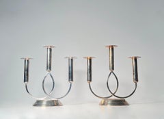 Pair of Mid Century Vintage Silver-Plated Candle Sticks by Fisher