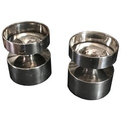 1960 Mid-Century Scandinavian Modern Pair Sterling Silver Candleholders