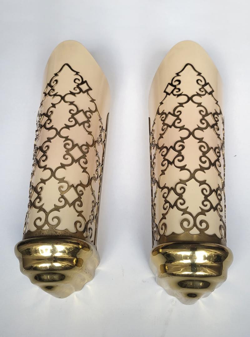 Pareja de apliques de pared vintage de mediados de siglo, Italia, años 40 siglo XX en venta