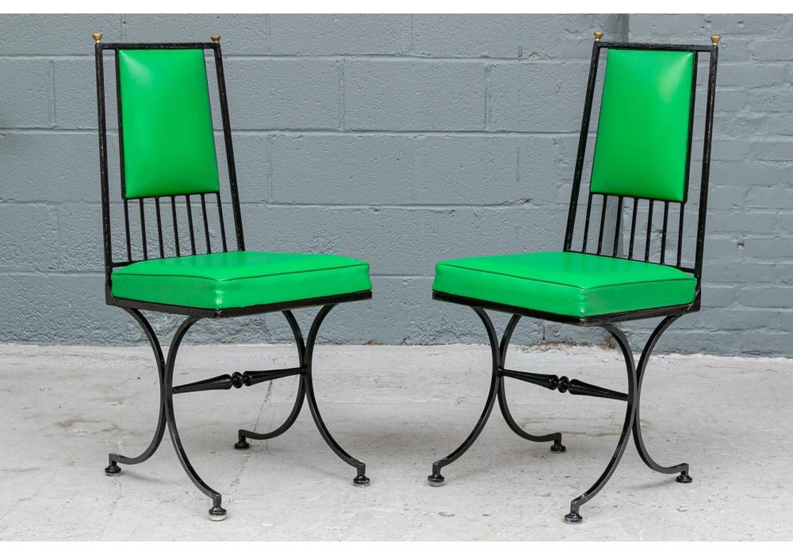Mid-Century Modern Pair of Mid Century Vinyl Side Chairs After Tommi Parzinger For Sale