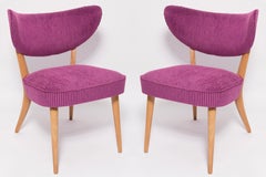 Paire de fauteuils club en velours violet du milieu du siècle, Europe, années 1960