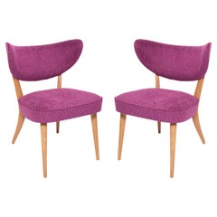 Pair of Mid-Century Violet Velvet Club Chairs, Europe, 1960s