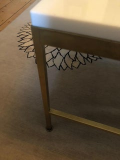 Pair of Midcentury Vitriolite Glass Top over Brass Tables by Paul McCobb