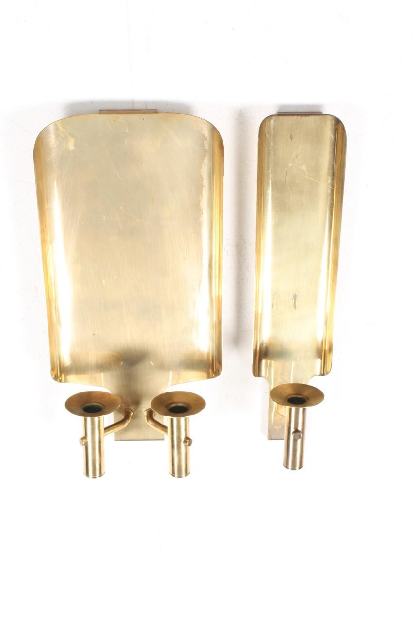 Pair of Midcentury Wall Candelabras in Brass by Hans Agne Jacobsson, 1950s 3