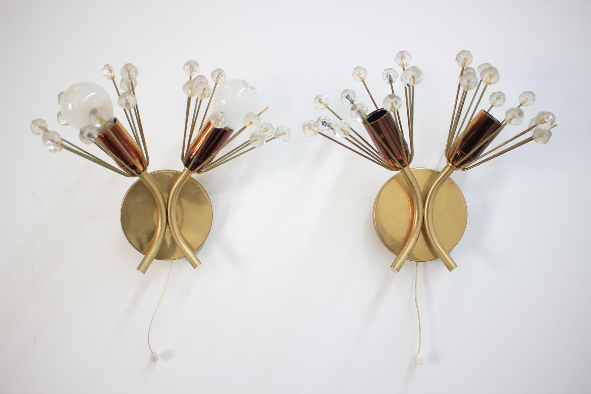 Mid-20th Century Pair of Midcentury Wall Lamps, Emil Stejnar, Rupert Nikoll, 1950s For Sale