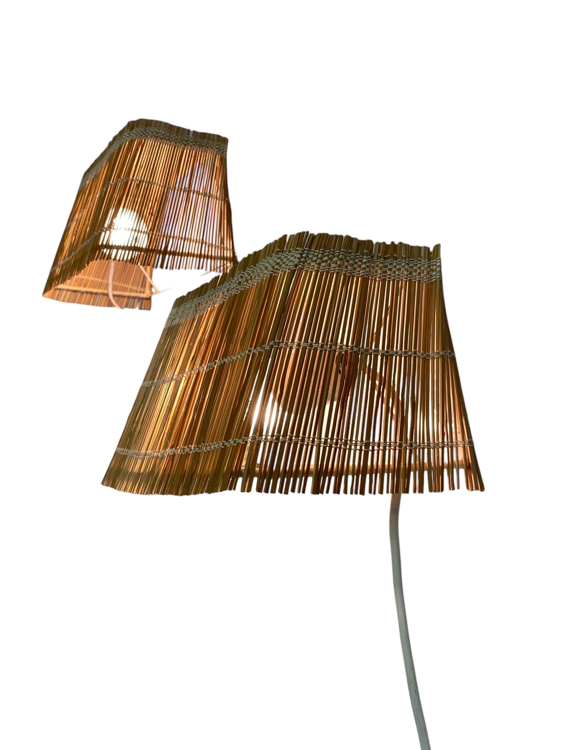 Rattan A Pair of Mid-Century Wall Lamps, Finland For Sale