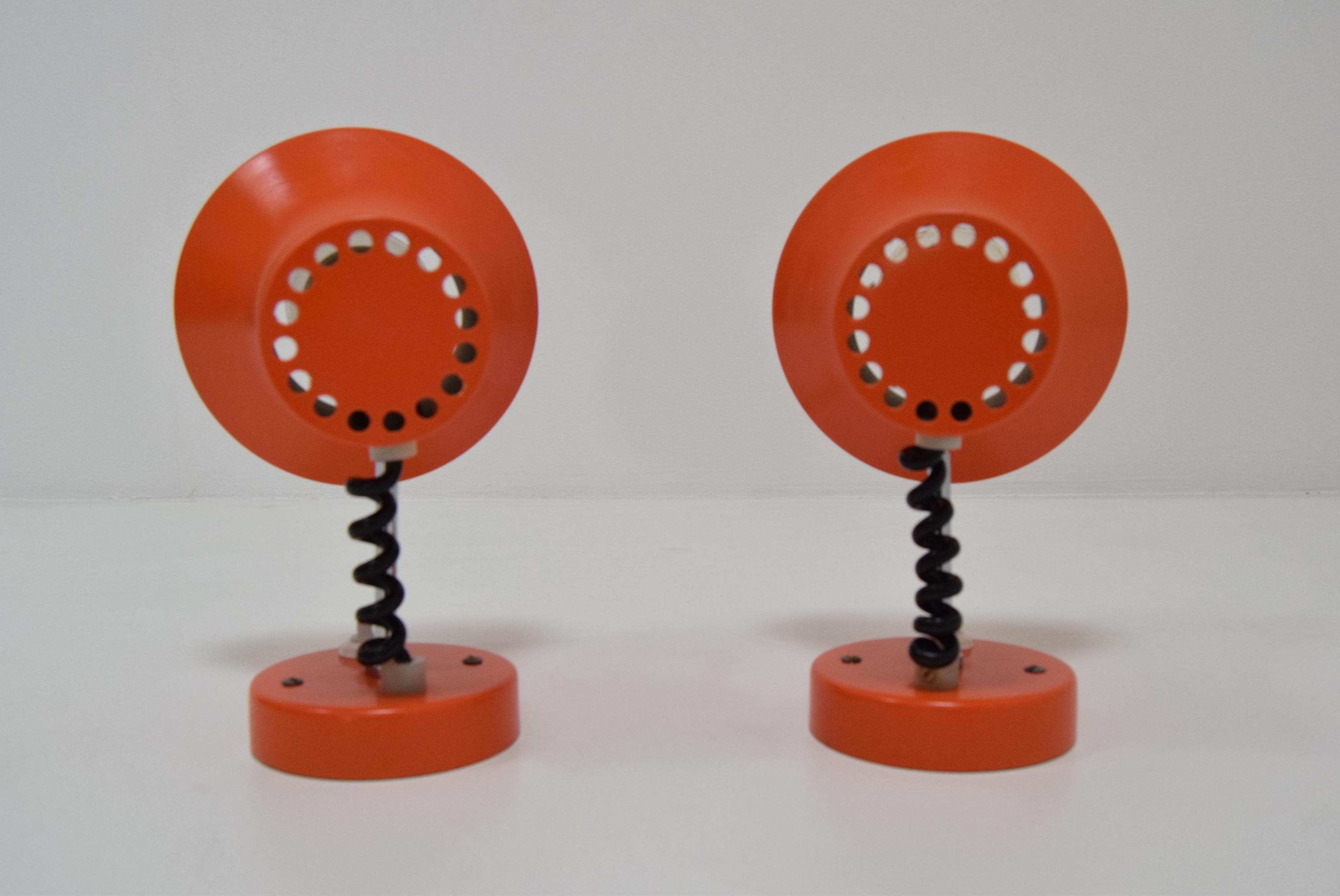 Late 20th Century Pair of Midcentury Wall Lamps/ Napako, 1970s
