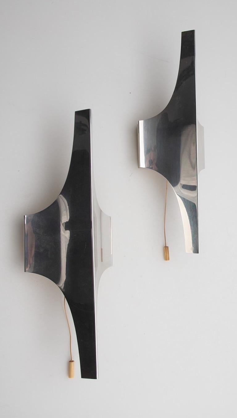 Mid-Century Modern Pair of Mid-Century Wall Lamps Sconces by Wilhelm Braun for Doria Germany Ca1960 For Sale