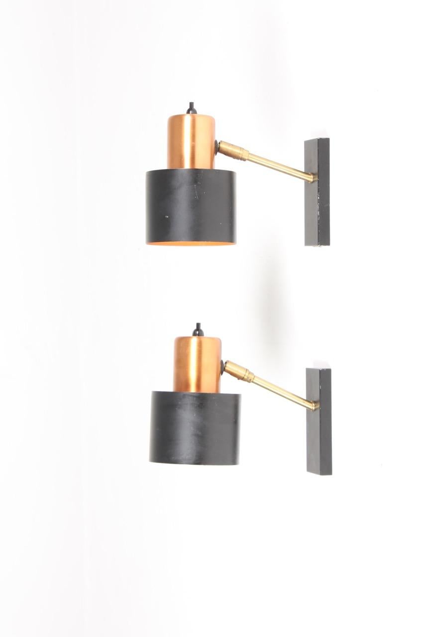 Pair of wall lights designed by Jo Hammerborg for Fog & Mørup. Great original condition.