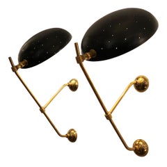 Pair of Mid-Century Wall Lights with Perforated Shades