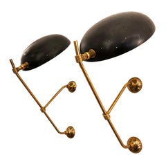 Pair of Mid-Century Wall Lights with Perforated Shades