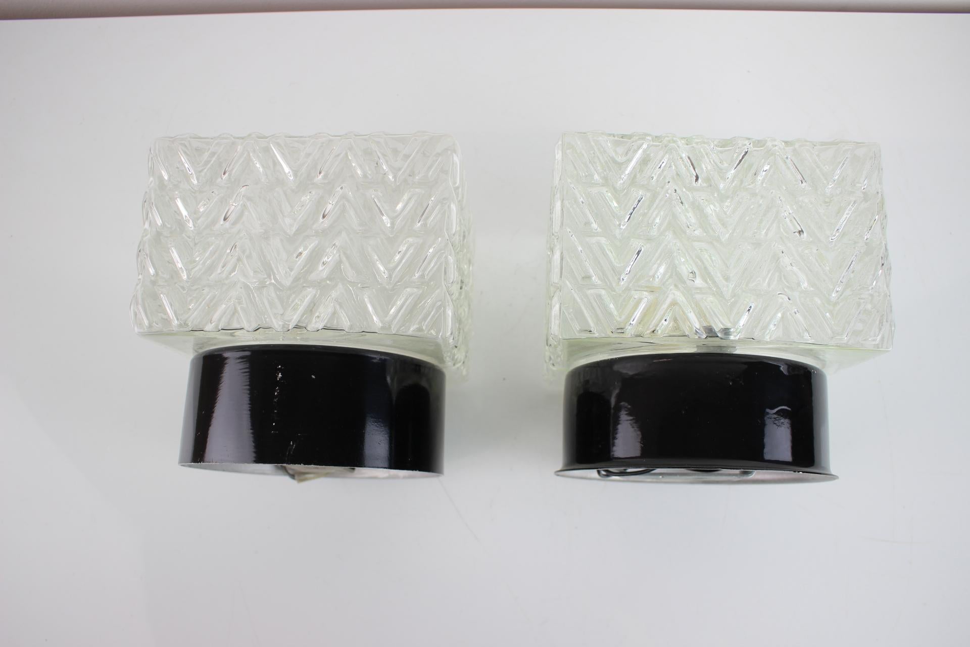 Pair of Mid-Century Wall or Sconces Lamps by Valasske Mezirici, 1960’s For Sale 1