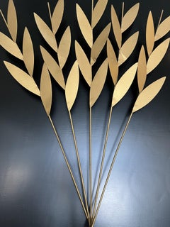 Pair of Midcentury Wall Panels in Brass and Olive Branches
