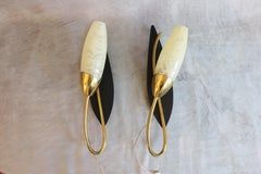Pair of Mid-Century Wall Sconces attributed to Arlus, 1950s Era Mouille Guariche