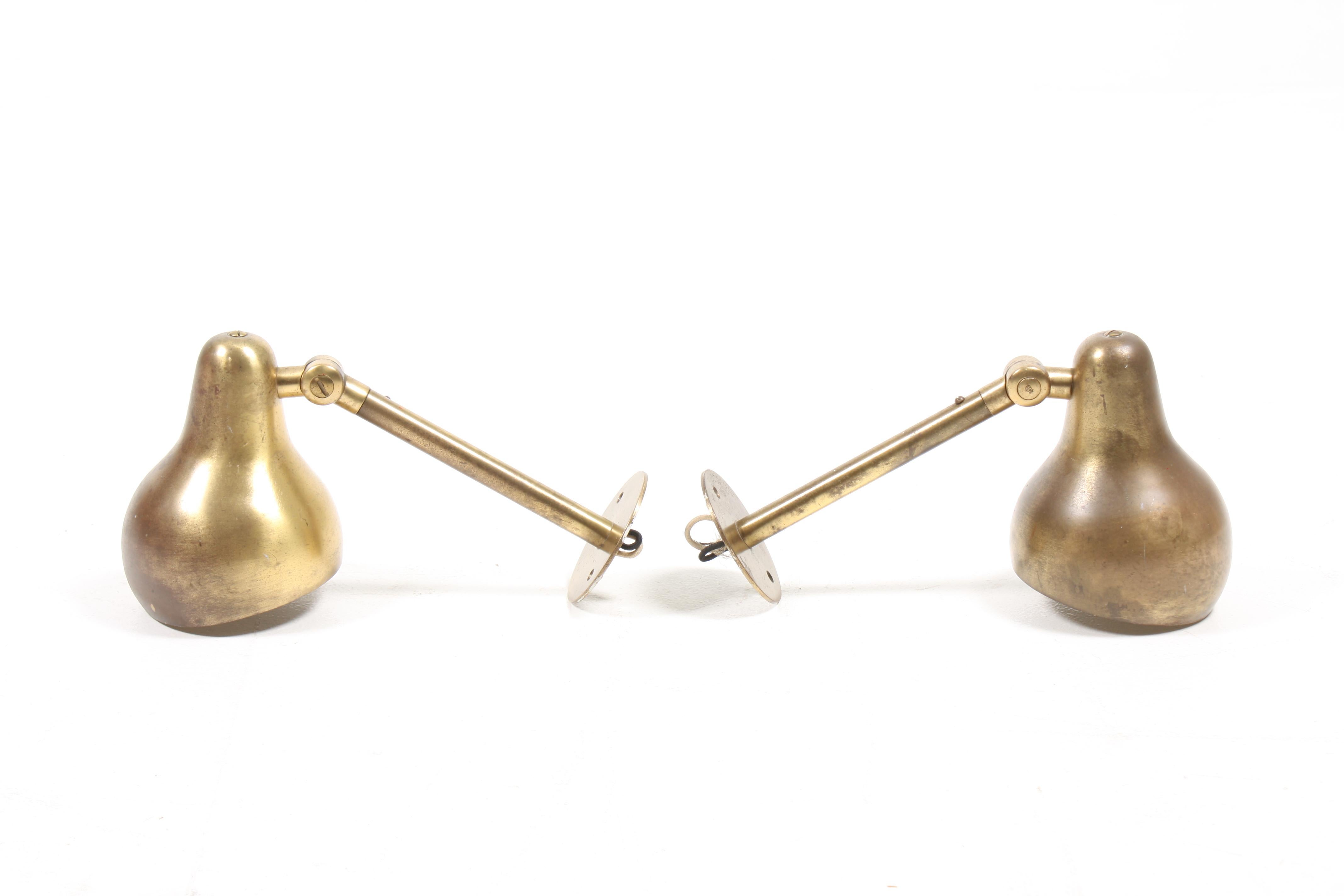 Pair of Midcentury Wall Sconces in Brass by Vilhelm Lauritzen, Danish, 1940s 2