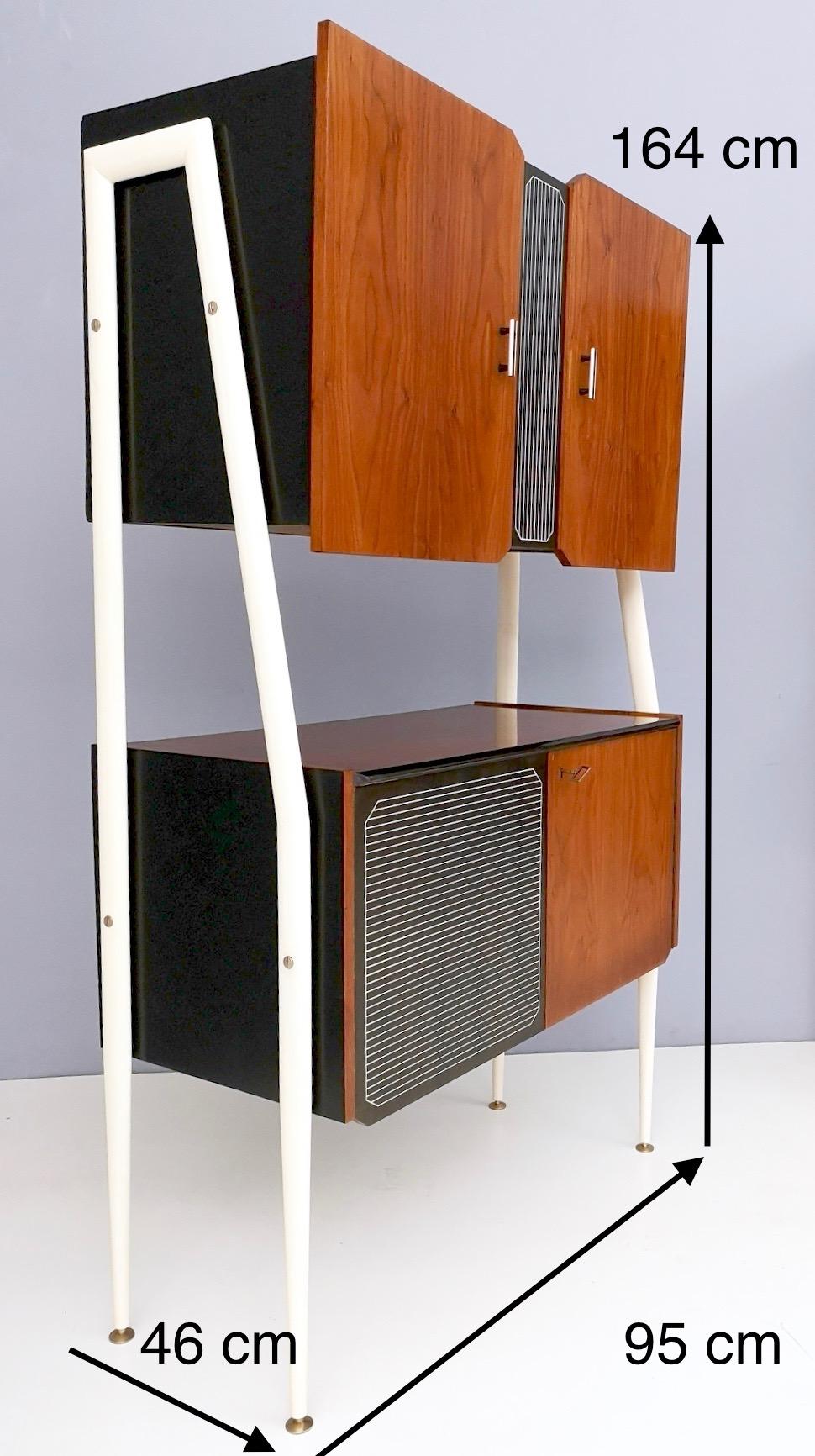 Pair of Midcentury Walnut and Lacquered Wood Cabinets, Italy, 1950s 9