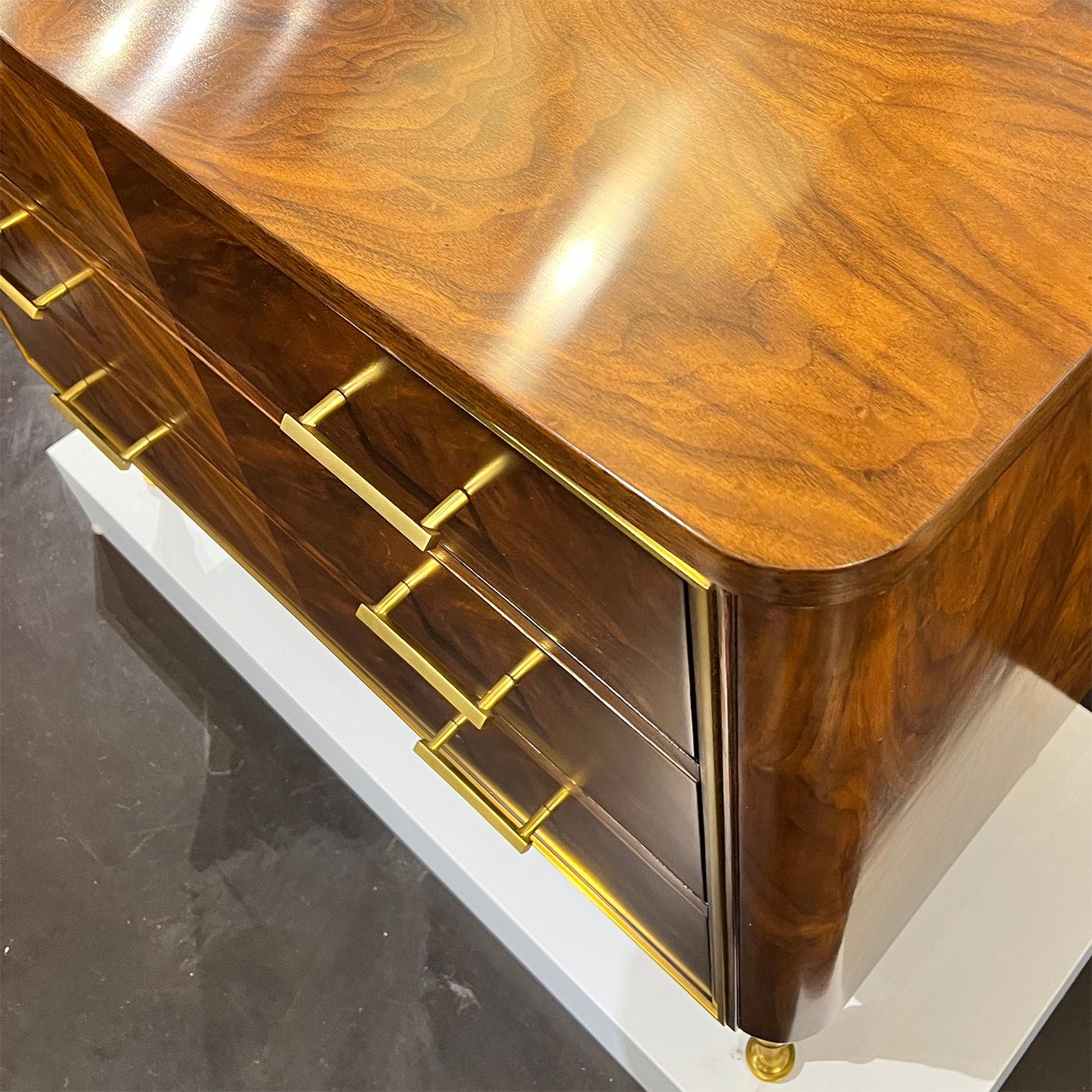 Contemporary Pair of Mid Century Walnut Bedside Chests For Sale