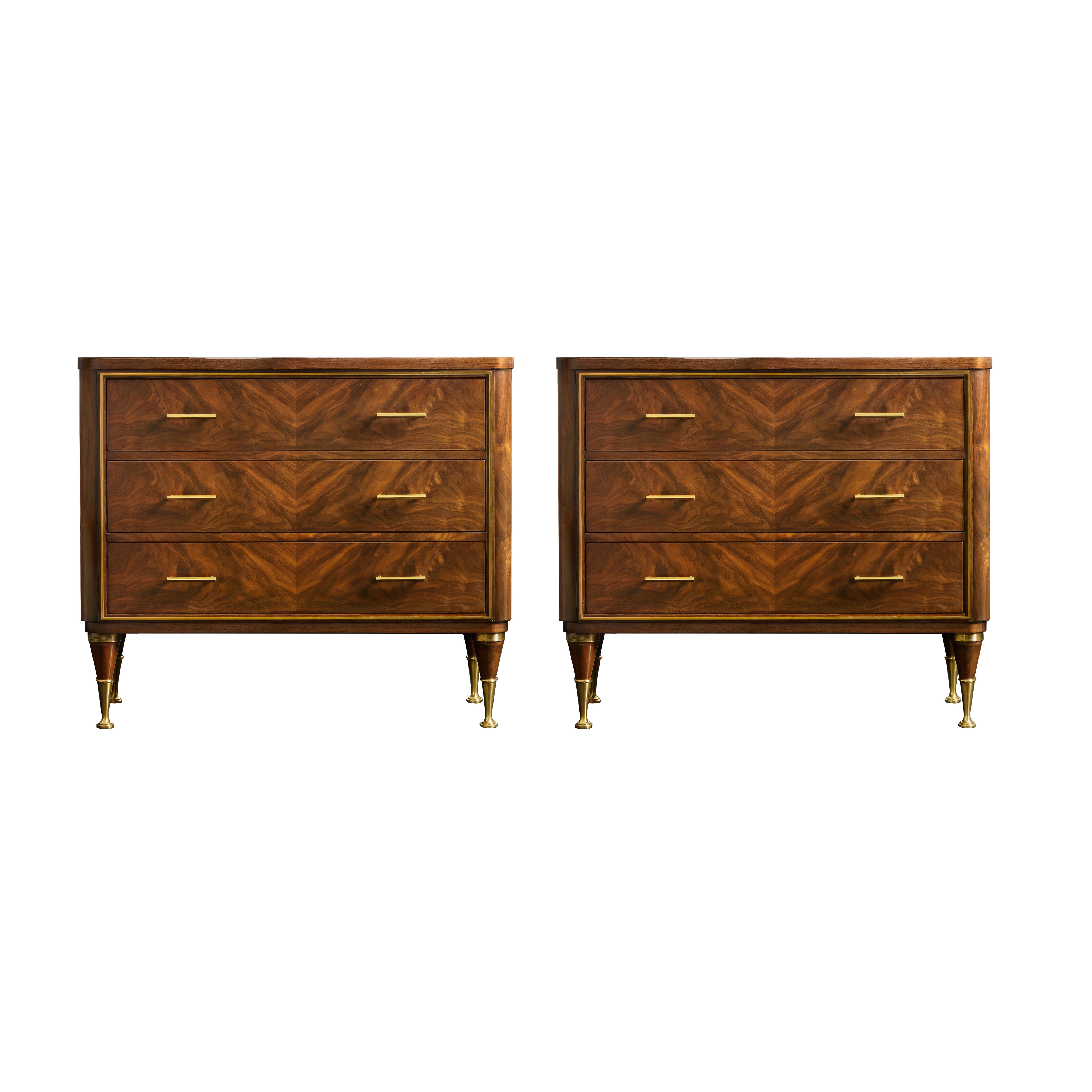 Pair of Mid Century Walnut Bedside Chests For Sale