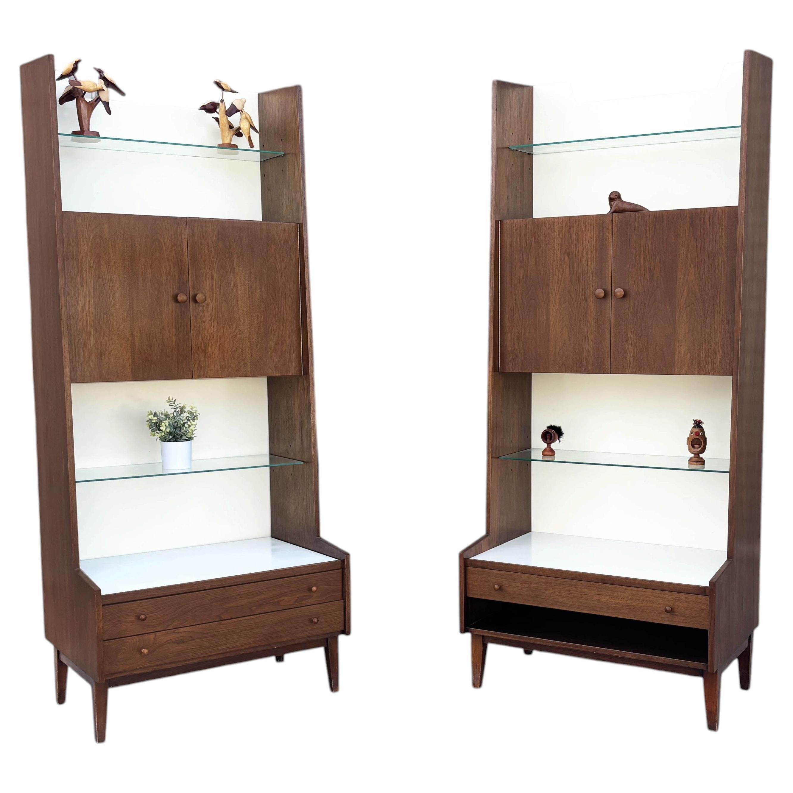 Pair of Mid Century Walnut Bookcase by Kipp Stewart for Glenn of California For Sale