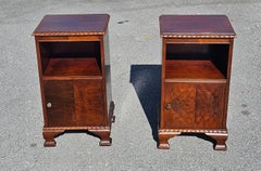 Pair of Mid Century Walnut Burl Bedside Tables / Cabinets